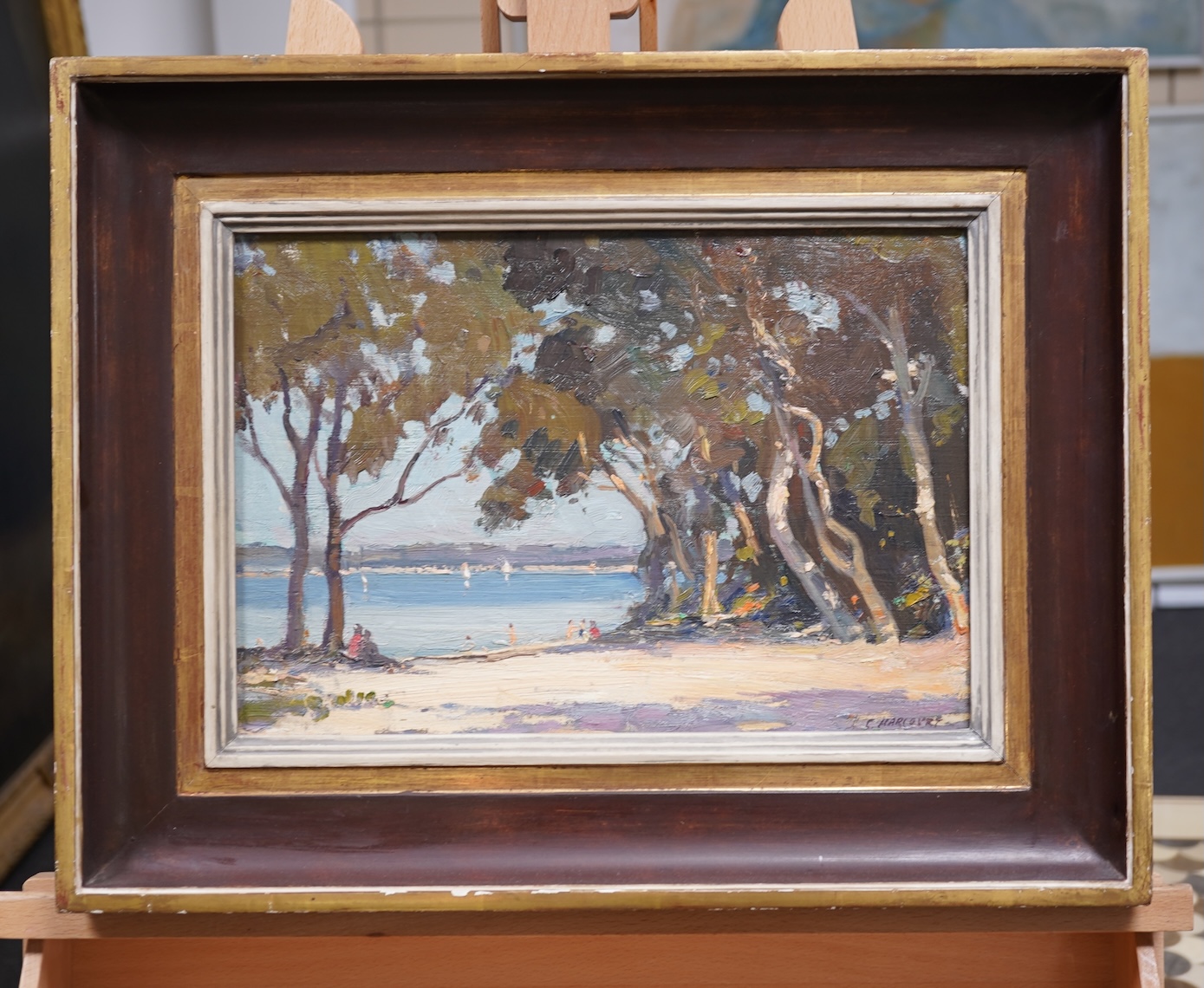 Clewin Harcourt, Australian (1870-1965), Figures on a beach
